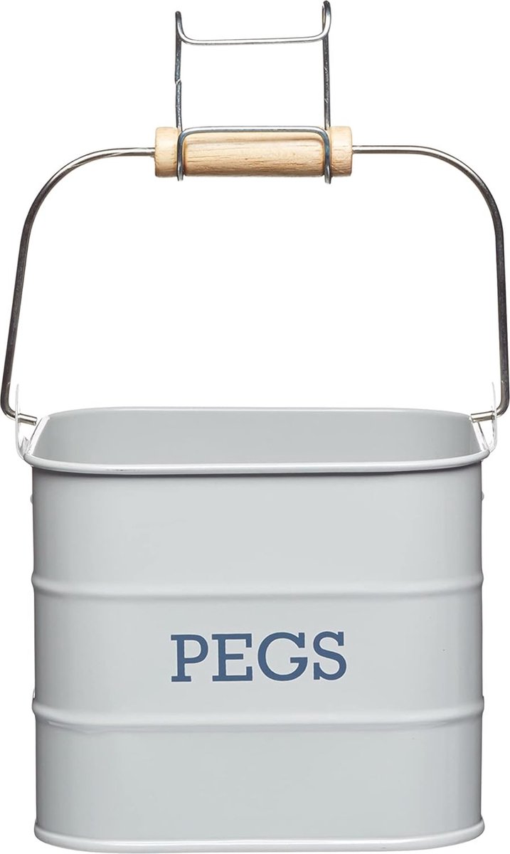 Goedkoopste Selbro ® Charmant Vintage Stijl Opbergblik met Handige Haak voor Wasknijpers in Grijze Tint