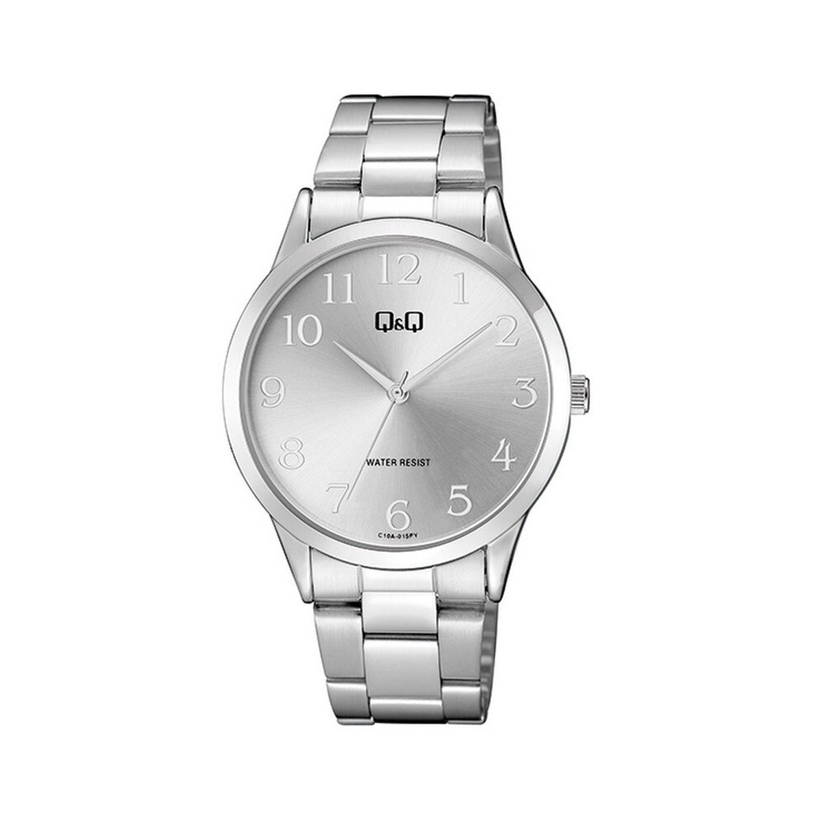 QQ C10A-015PY - Horloge - Analoog - Unisex - stalen band - Rond - Metaal - Cijfers - Zilverkleurig