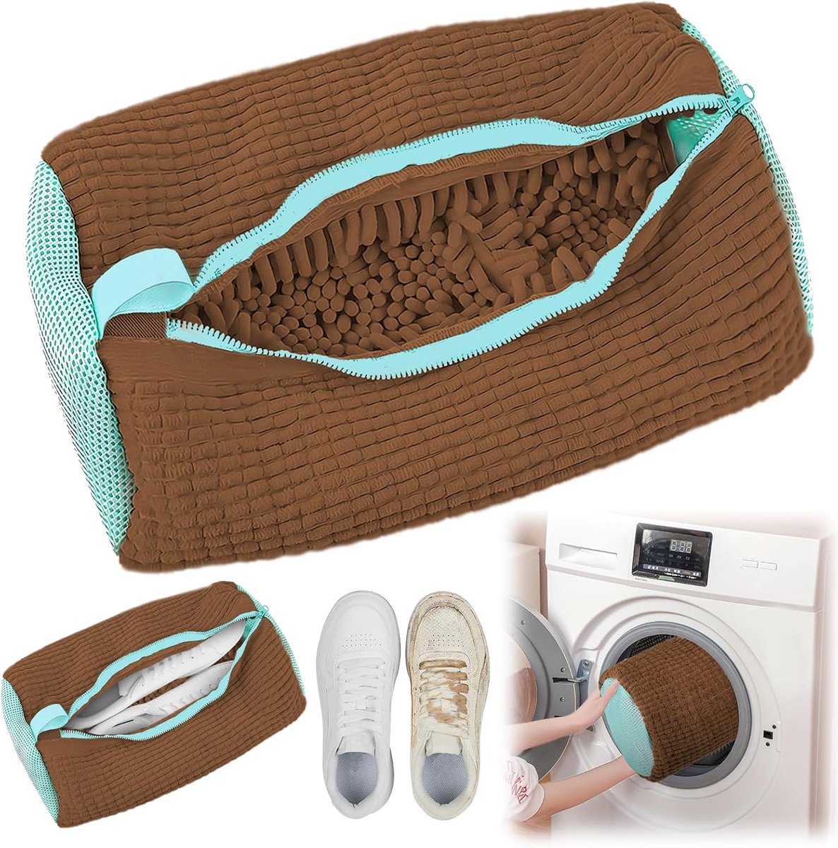 Goedkoopste Waszak - Wasnet Voor Schoenen - Waszak Voor Schoenen - Schoenen Waszak - 39 x 19 Cm - Netje Anti-Vervorming - Delicaat Wasgoed - Schoen Wassen - Schoenenwaszak - Wasgoed - Wasmachine - Schoenen / Sneakers - Met Rits En Hangende Ring - Herbruikbaar