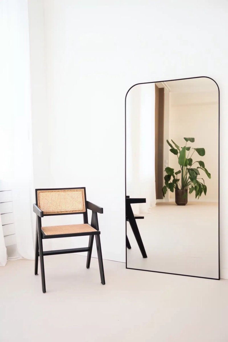 Nordic Style® Rechthoekige spiegel 180x90cm - Zwart - Scandinavische Spiegels - Vierkant - Pas spiegel - Staande spiegel - Kleedkamer spiegel - Pas