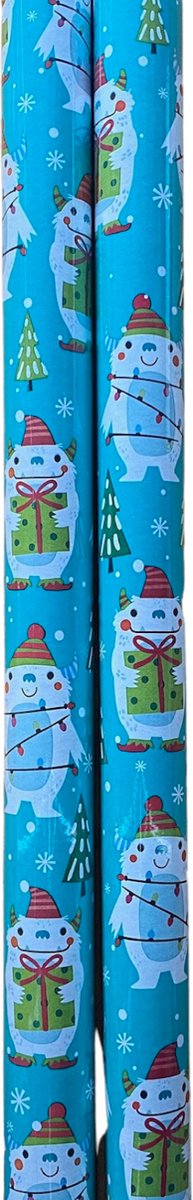 FESTIVE GIFTS Inpakpapier - Cadeaupapier - 200 x 70cm - 2 rollen - Kerst - Luxe Cadeauverpakking - Kleurrijk