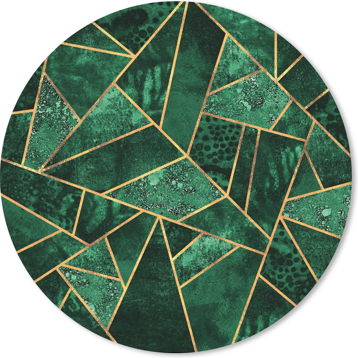 Muismat rond 40x40 cm - Mousepad Smaragd - Goud - Abstract - Patronen - Ronde muismatten