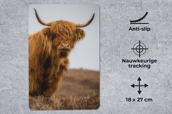 Muismat - Mousepad - Schotse Hooglander - Duin - Gras - 18x27 cm - Muismatten