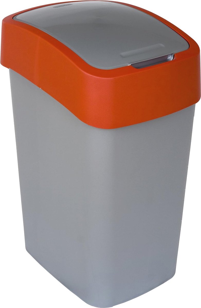 Goedkoopste Grote Afvalemmer 50L met Flip-deksel - Zwart/Rood, Ruimtbesparend Ontwerp