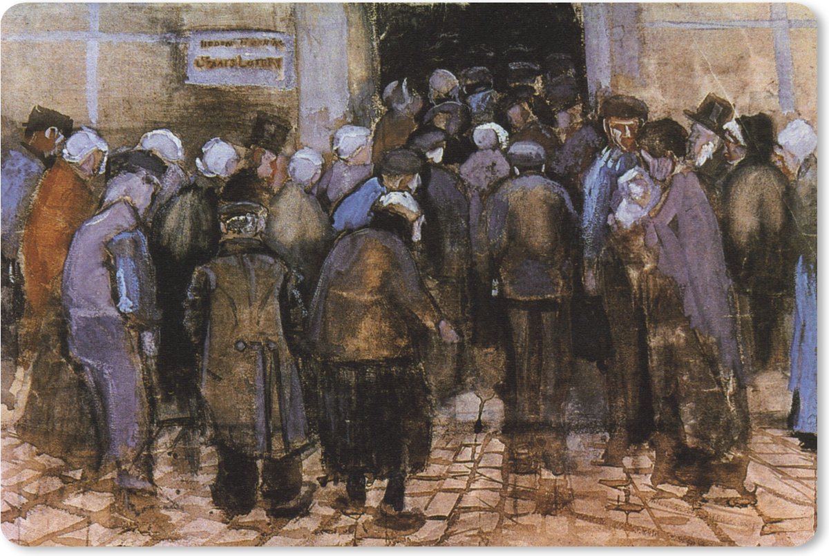 Muismat Vincent van Gogh 2 - De armen en het geld - Schilderij van Vincent van Gogh muismat rubber - 60x40 cm - Muismat met foto