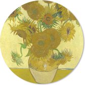 Muismat - Mousepad - Rond - Zonnebloemen - Vincent van Gogh - 20x20 cm - Ronde muismat