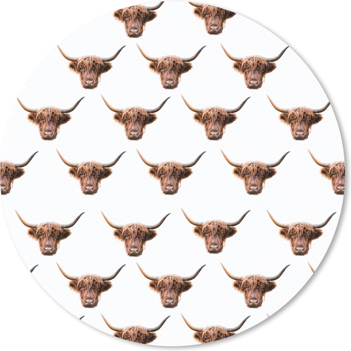 Muismat rond 20x20 cm - Mousepad Patroon - Schotse hooglander - Dieren - Ronde muismatten