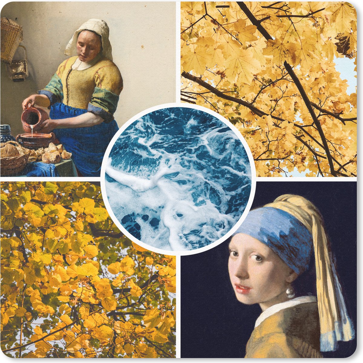 Muismat 30x30 cm - Mousepad Vermeer - Collage - Kunst - Muismatten
