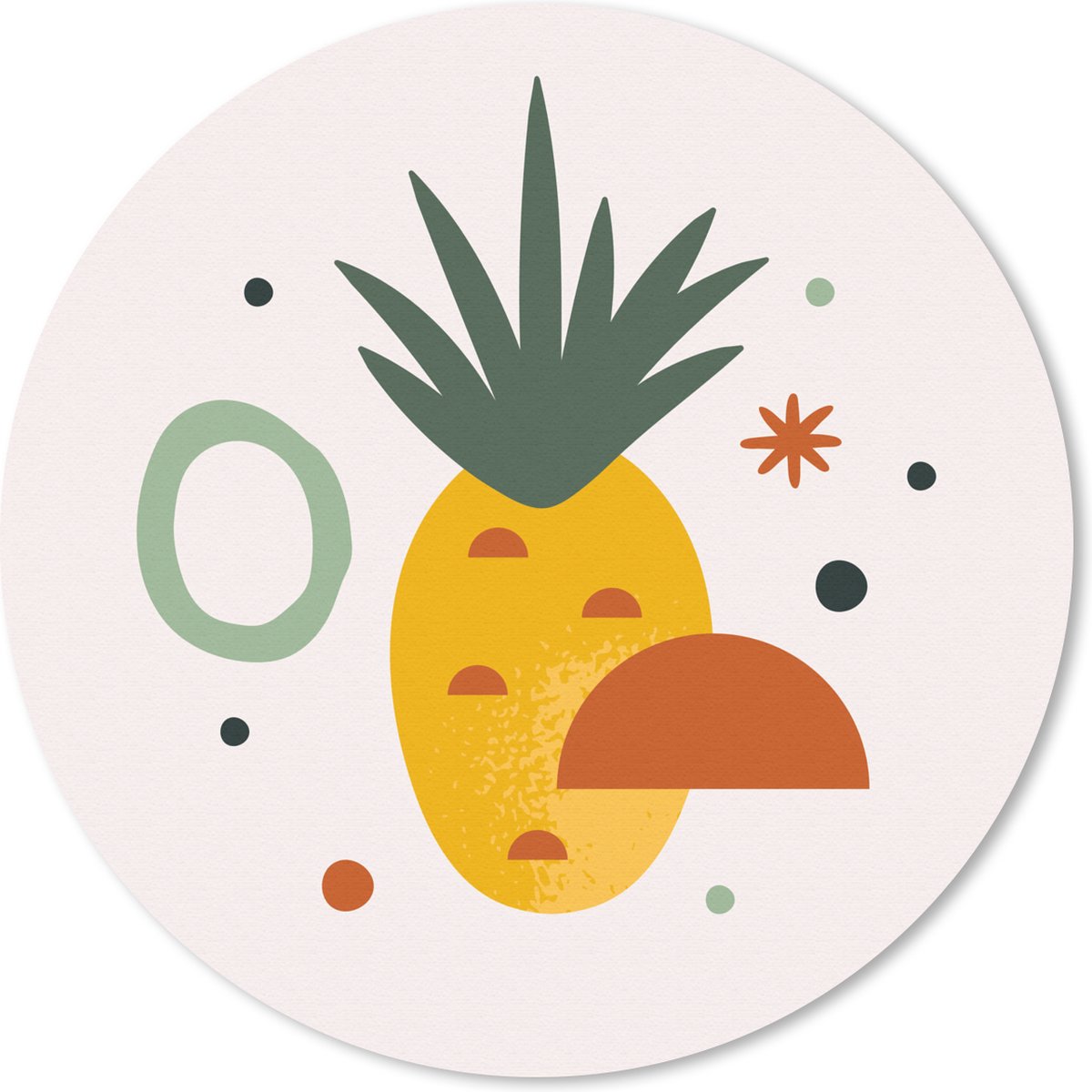 Muismat rond 40x40 cm - Mousepad Ananas - Abstract - Zomer - Ronde muismatten