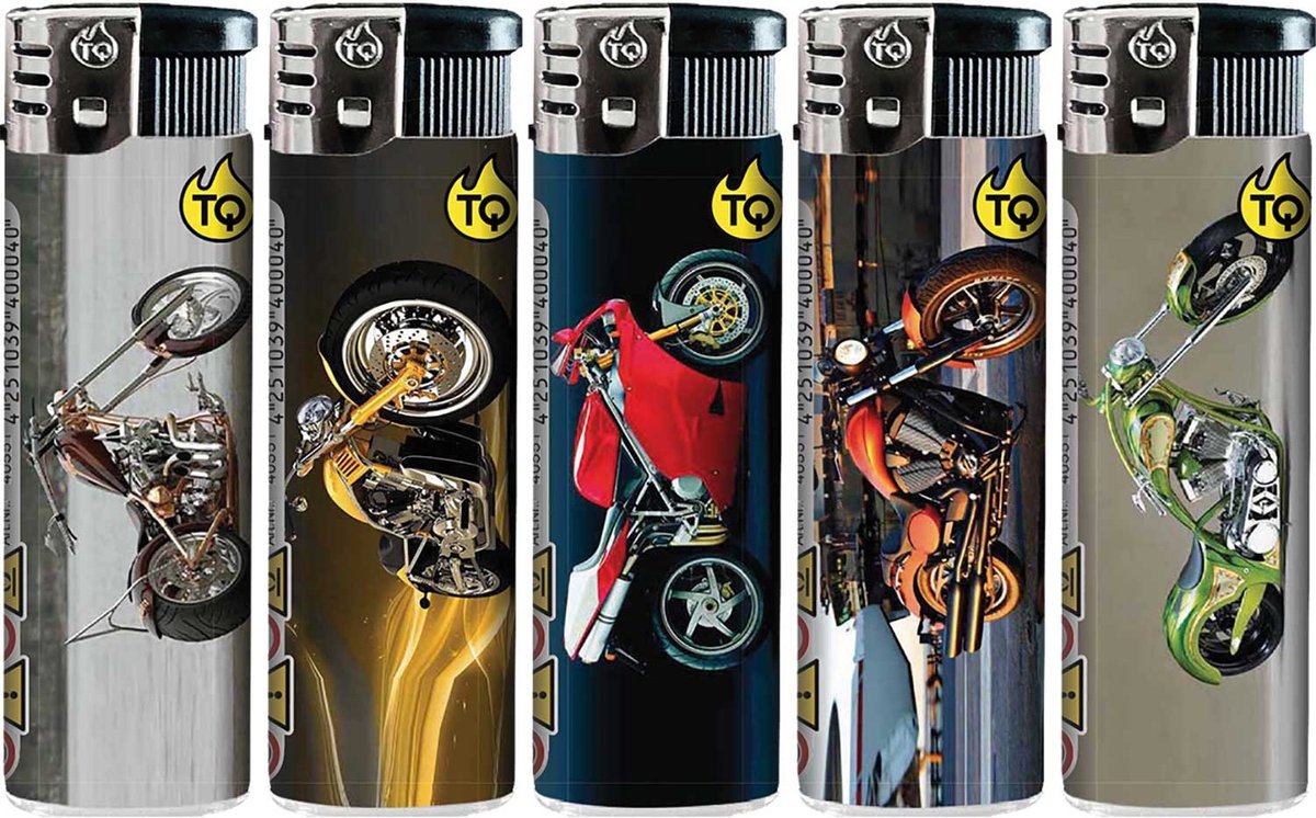 Goedkoopste Elektronische aansteker hervulbaar - Design Bikes - Display 50 stuks - wegwerpaansteker - electronic lighter - klik aanstekers