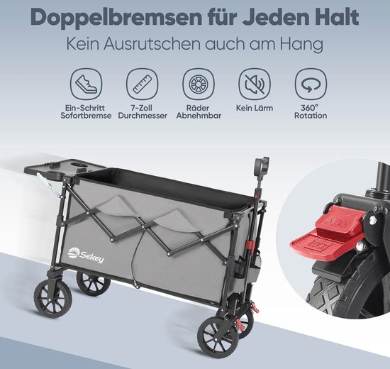 Opvouwbare Bolderkar met Tafelblad - 150L 150KG voor Stranduitstapjes van Sekey — afbeelding 3