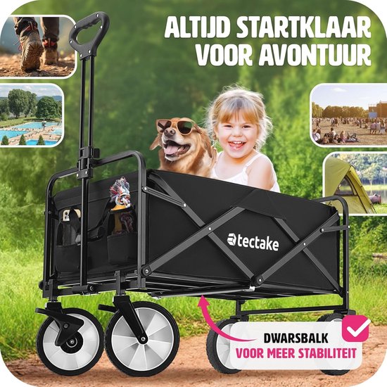 Opvouwbare Handkar voor Transport - Sterke Bolderwagen met Tas en Brede Rubberbanden - Ideaal voor Strand en Tuin - Tot 80kg Draagvermogen van Sekey — afbeelding 4