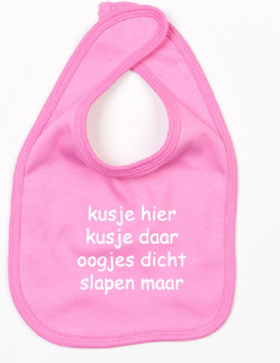 Goedkoopste Slabbetje Kusje Hier Kusje Daar-Donker Roze-One Size