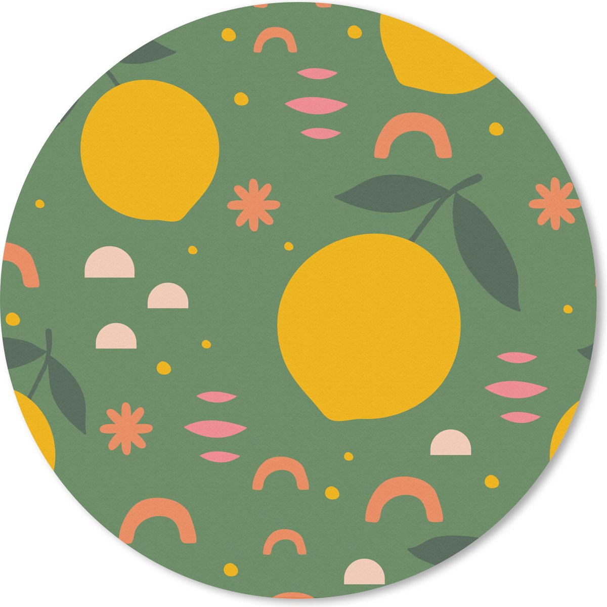 Muismat rond 30x30 cm - Mousepad Citroen - Fruit - Roze - Ronde muismatten