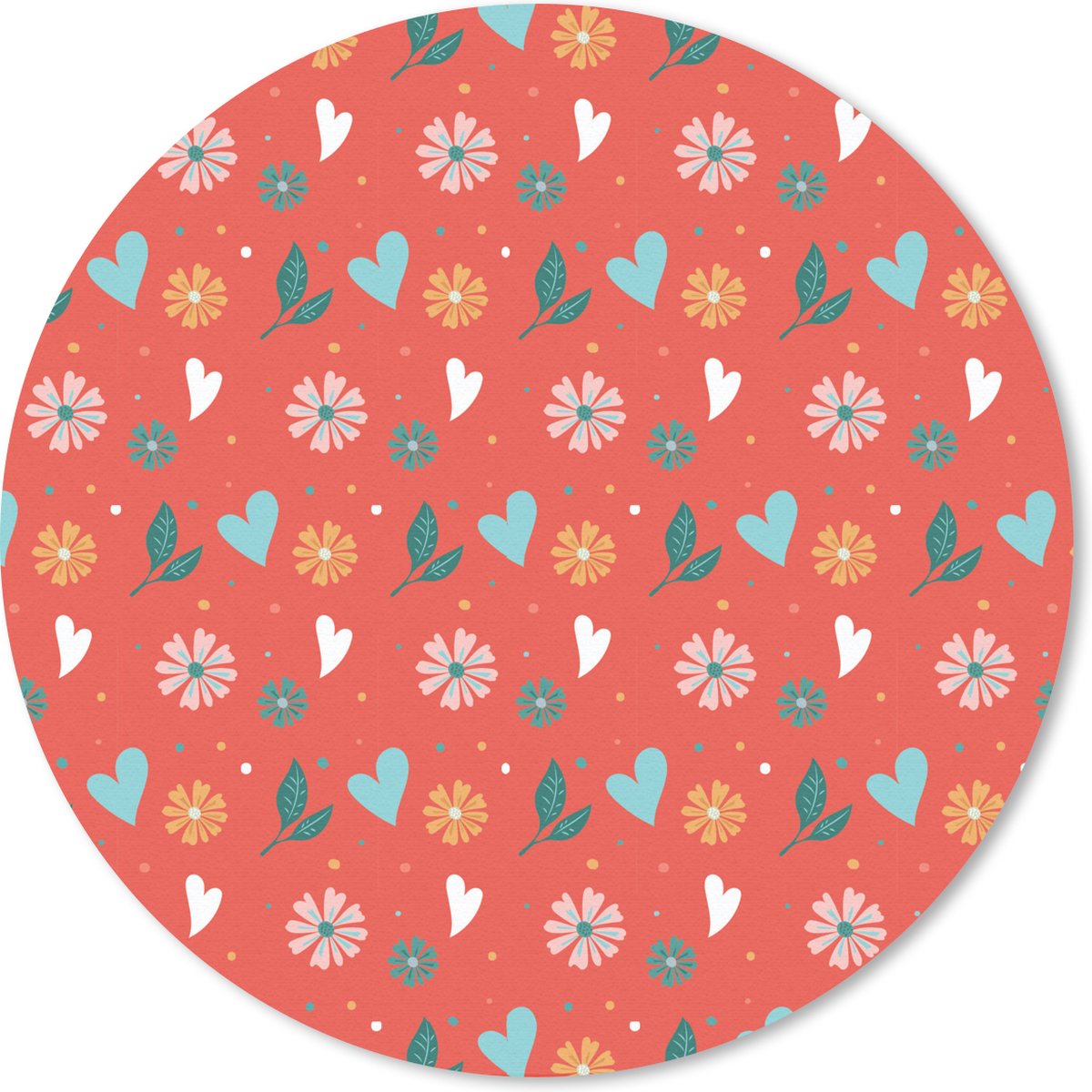 Muismat rond 20x20 cm - Mousepad Bloemen - Hart - Design - Ronde muismatten