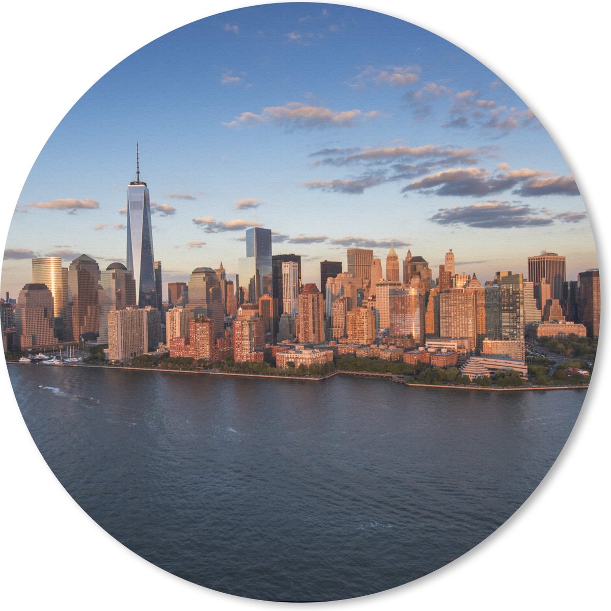 Muismat rond 50x50 cm - Mousepad New York - Skyline - Boot - Ronde muismatten