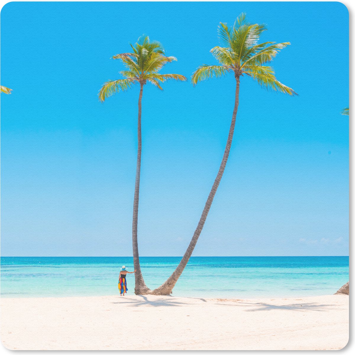 Muismat 20x20 cm - Mousepad Zee - Palmbomen - Schaduw - Muismatten