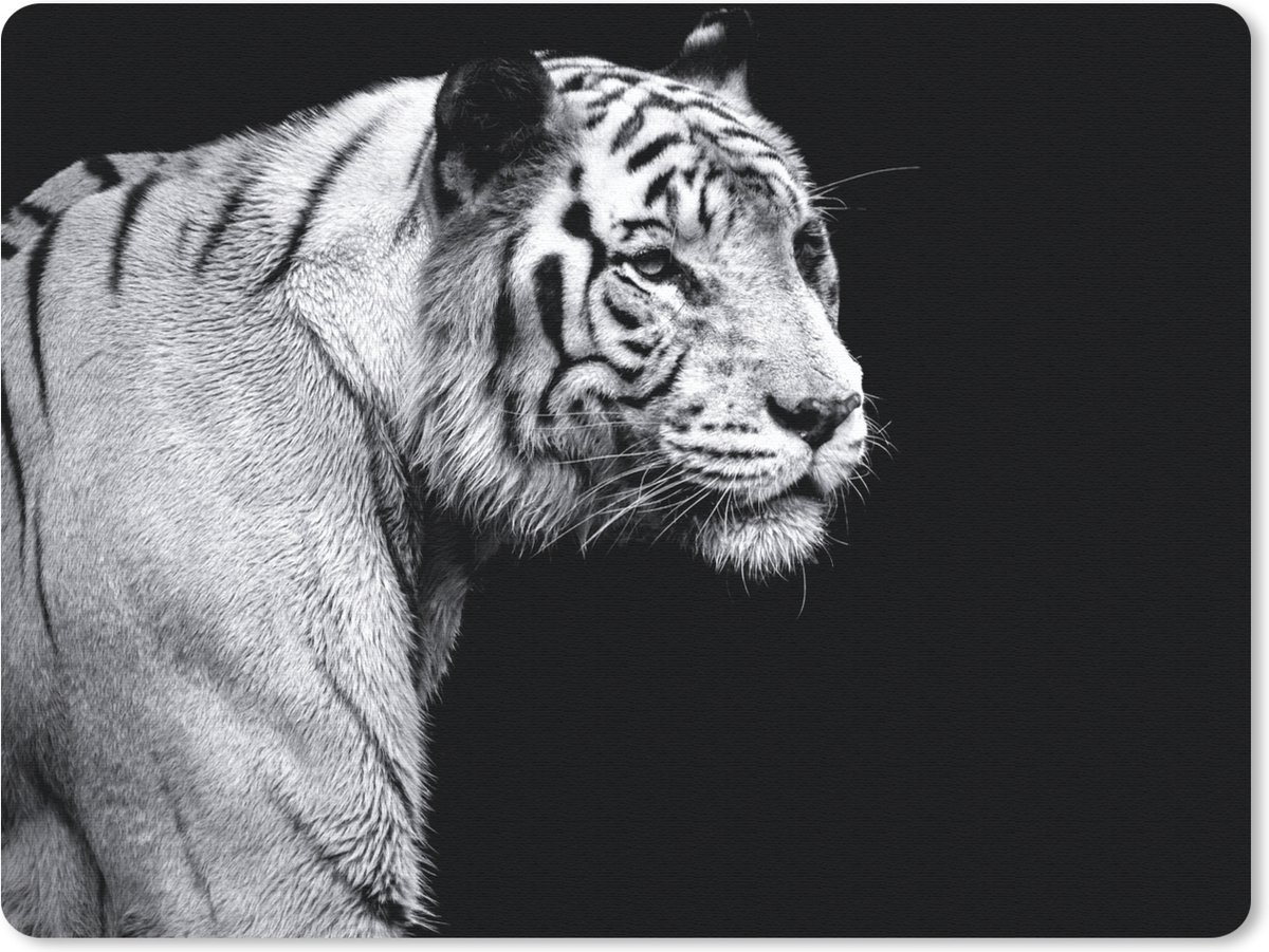 Muismat 23x19 cm - Mousepad Tijger - Wilde dieren - Licht - Muismatten