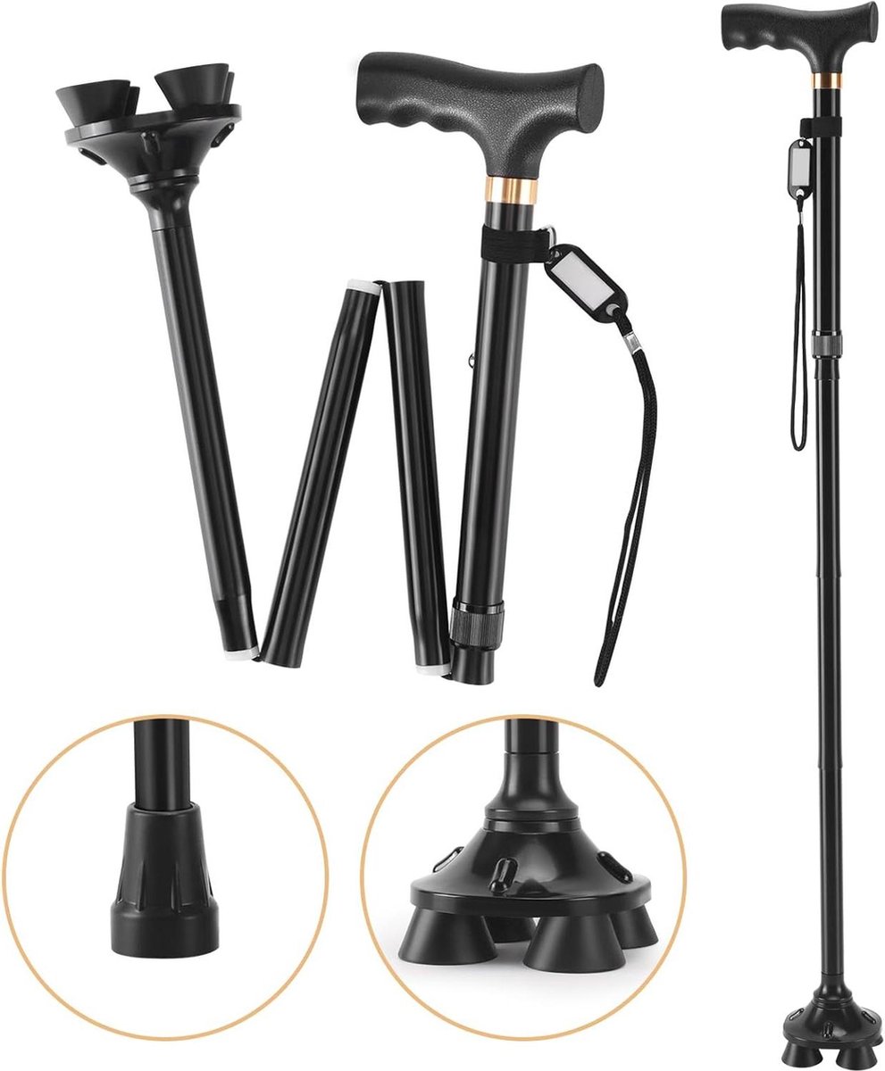 Wandelstok opvouwbaar-uitschuifbaar mobiliteitshulpmiddel lichtgewicht-flexibel voor mannen en vrouwen wandelen-reizen-trekking