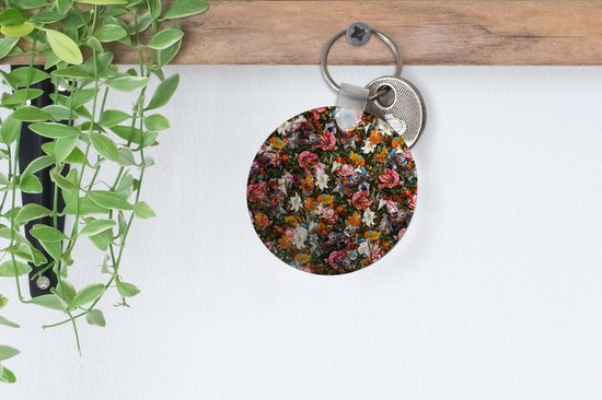 Porte-clés - Fleurs - Papillon - Design - Art - Abstrait - Peinture - Maîtres anciens - Plastique - Rond - Distribution de cadeaux