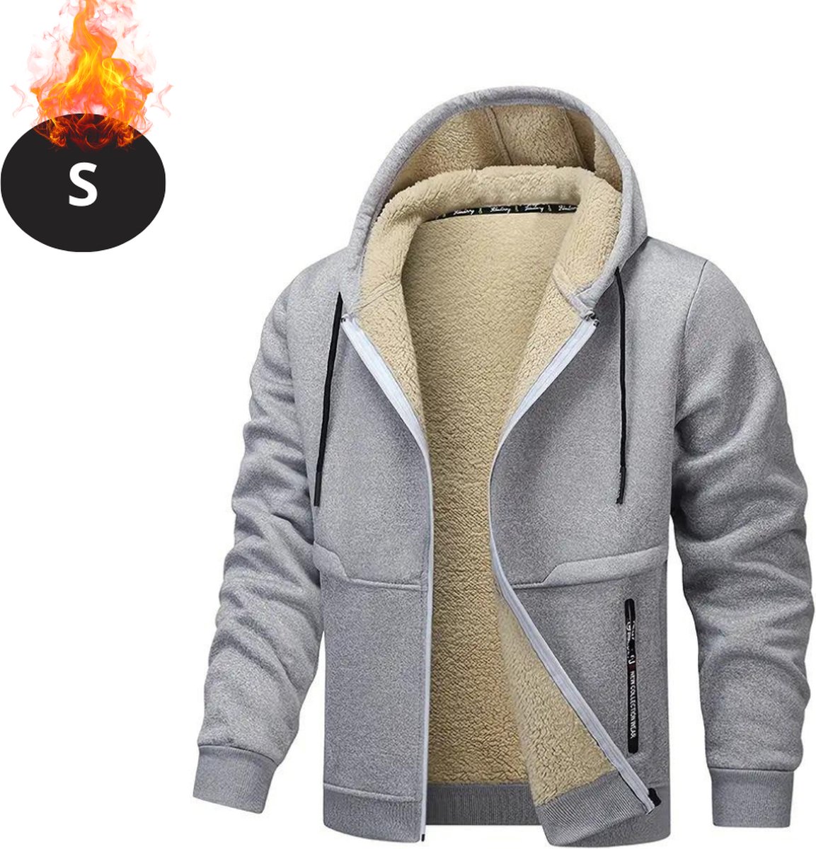 Livano Winterjas Parka Heren Winter Fleecejas Volwassen Stijlvol Met Capuchon Gewatteerde Jas Grijs