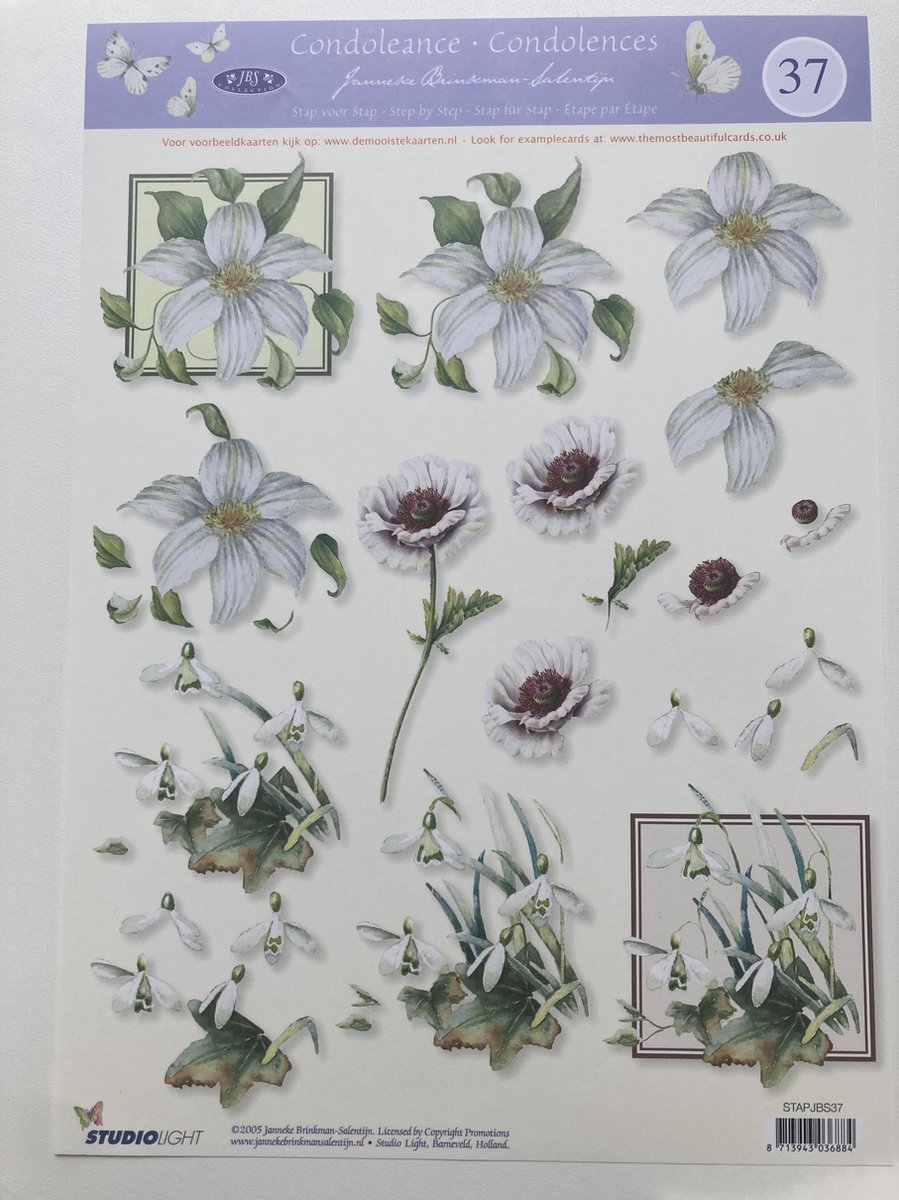 1x 3D Knipvel; Janneke Brinkman nr 37 - Condoleance Bloemen. STAPJBS37