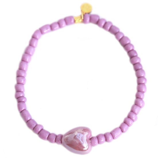 Bracelet pierre coeur lavande
