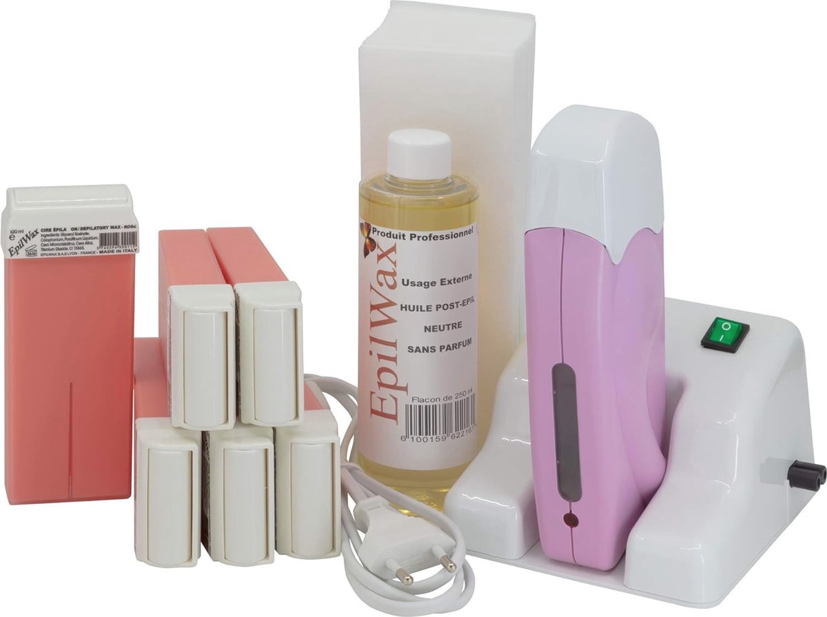 Complete Waxwarmerset voor Ontharing met Roll-on Waxpatronen en Nabehandelingsolie