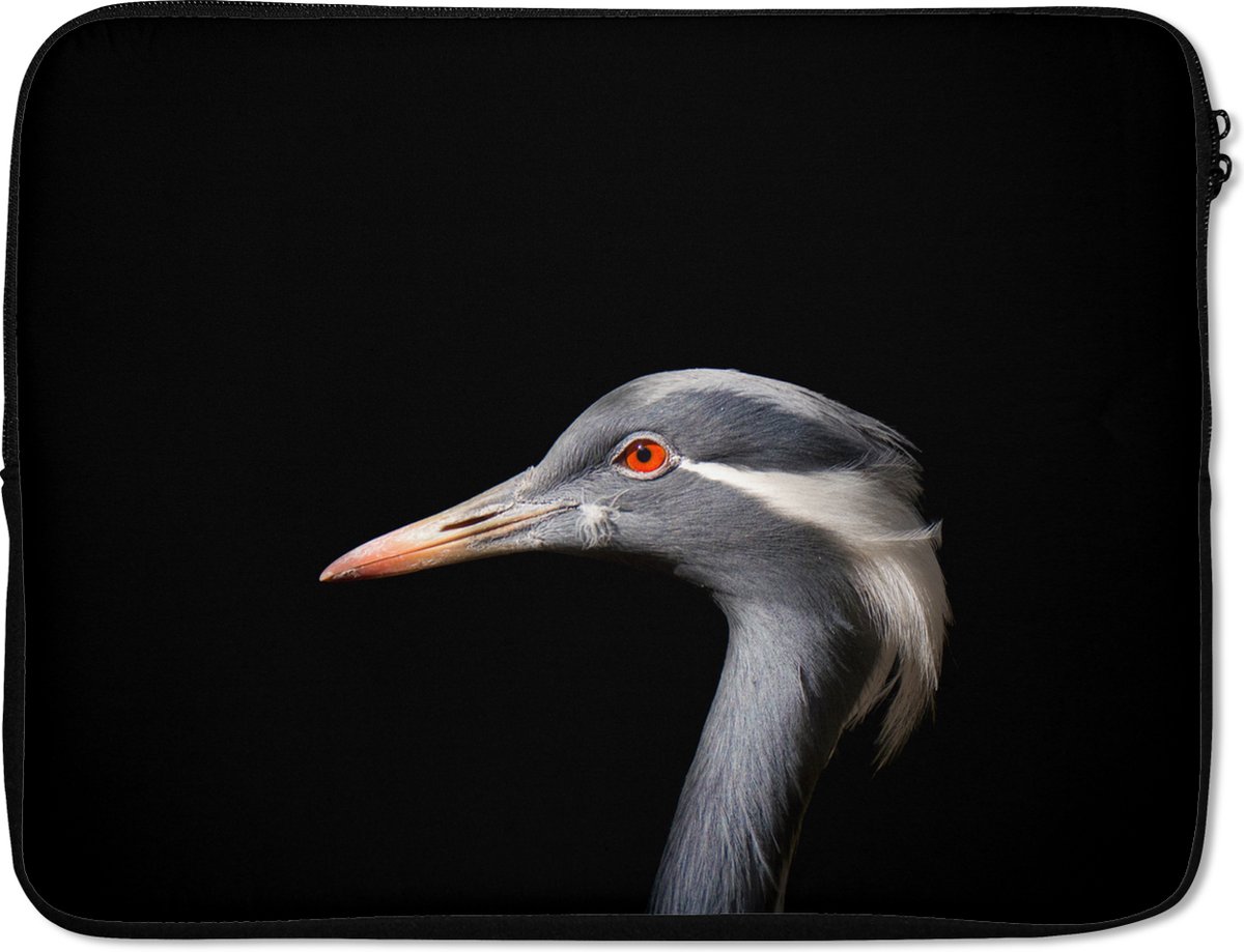 Laptophoes 17 inch - Vogel - Dieren - Portret - Laptop sleeve - Binnenmaat 41x28 cm - Zwarte achterkant