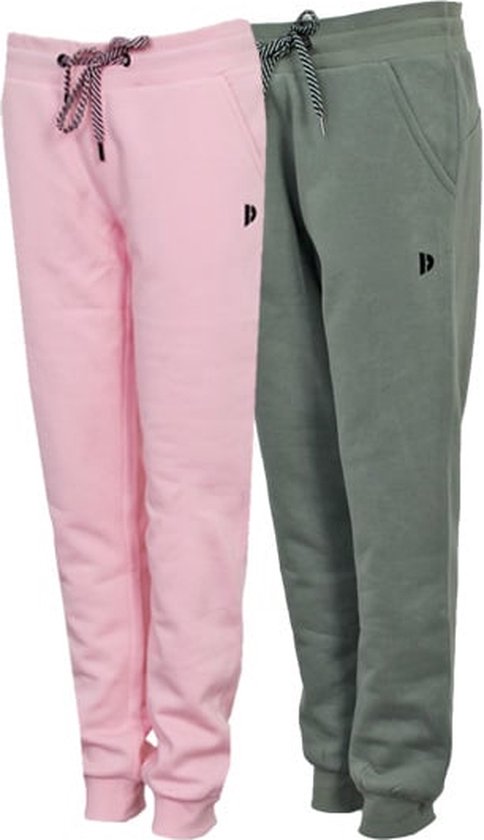 2-Pack Donnay - Joggingbroek met elastiek (Carolyn) - Sportbroek - Dames - Pink/Jungle green (634) - maat L
