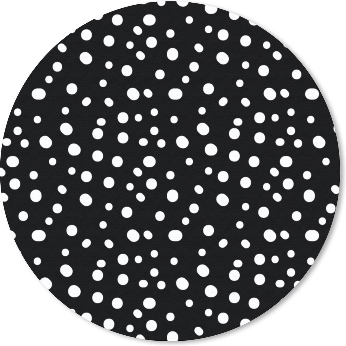 Muismat rond 50x50 cm - Mousepad Stippen - Design - Zwart - Wit - Ronde muismatten