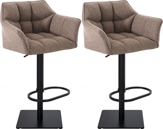 Clp Damaso Lot de 2 tabourets de bar - Tissu - - Housse de couleur marron terre - Noir