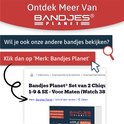 Screenshot van een webpagina met de tekst 'Ontdek Meer Van Bandjes Planet' en 'Klik dan op 'Merk: Bandjes Planet'.