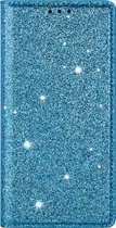 Coque adaptée pour iPhone 16 - Bookcase - Porte-cartes - Portefeuille - Glitter - TPU - Blauw