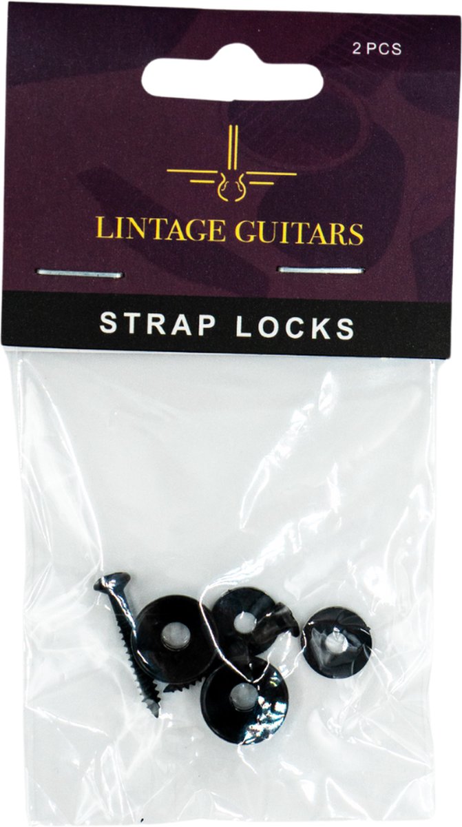 2 Stuks - Straplock Zwart voor Gitaar - Ukelele - Bas - Ukulele - Straplock met schroef en beschermring - Gitaar Basaccessoires - Accessoires