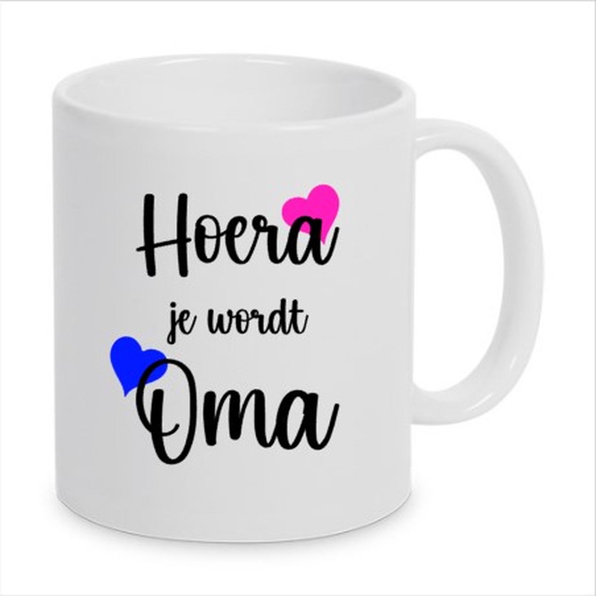 Bedrukte mok met tekst: Hoera je wordt Oma, Bedrukte mok, Zwangerschapsaankondiging, Zwanger, Oma, Je wordt oma, Mok, Cadeau