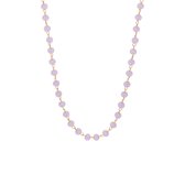 Lucardi Dames Stalen goldplated ketting met rozenkwarts - Ketting - Staal - Goudkleurig - 45 cm