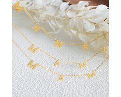 Vergulde Mama ketting - Goudkleurig - Modern - Cadeau voor moeders Vergulde Mama ketting - Goudkleurig - Modern - Cadeau voor moeders