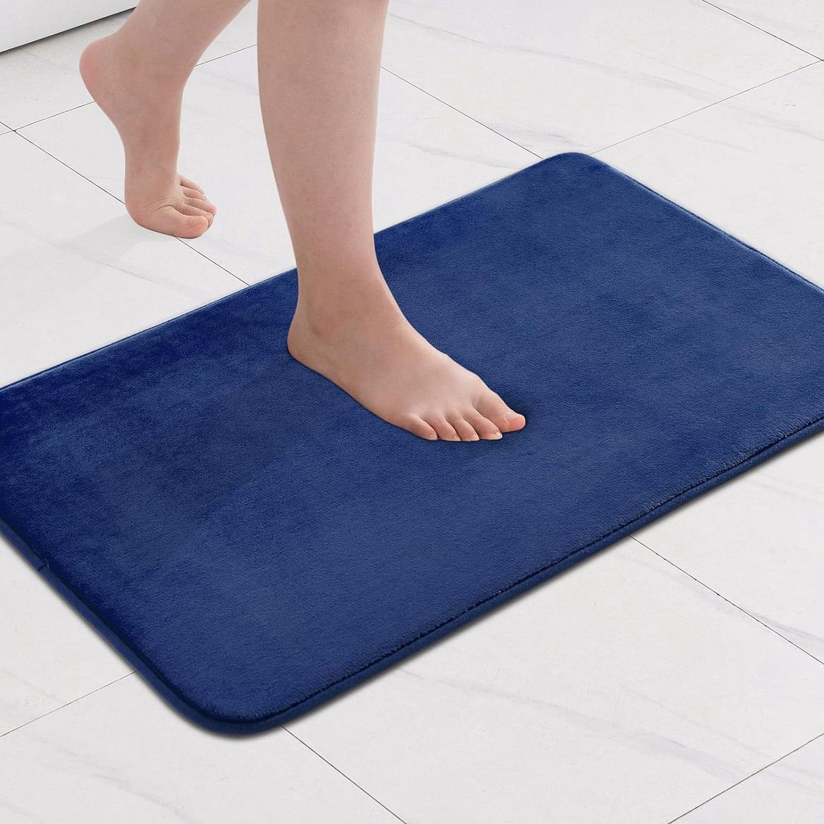 Eenkleurige traagschuim badmat - antislip mat - douchemat voor woonkamer en badkamer 60 x 90 cm blauw