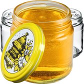 Pots à confiture avec couvercle - Petits bocaux 200 ml - bocaux hermétiques en verre - miel et épices - mini verres - fi66 mm - verres ronds - 10 pièces - pots à confiture ruche avec couvercle