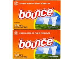 Bounce Outdoor Fresh Droogtrommeldoekjes - 320 Stuks (2x160) - Wasverzachter Doekjes voor Frisse Geur en Zachte Kleding - Vermindert Statische Elektriciteit en Pluis