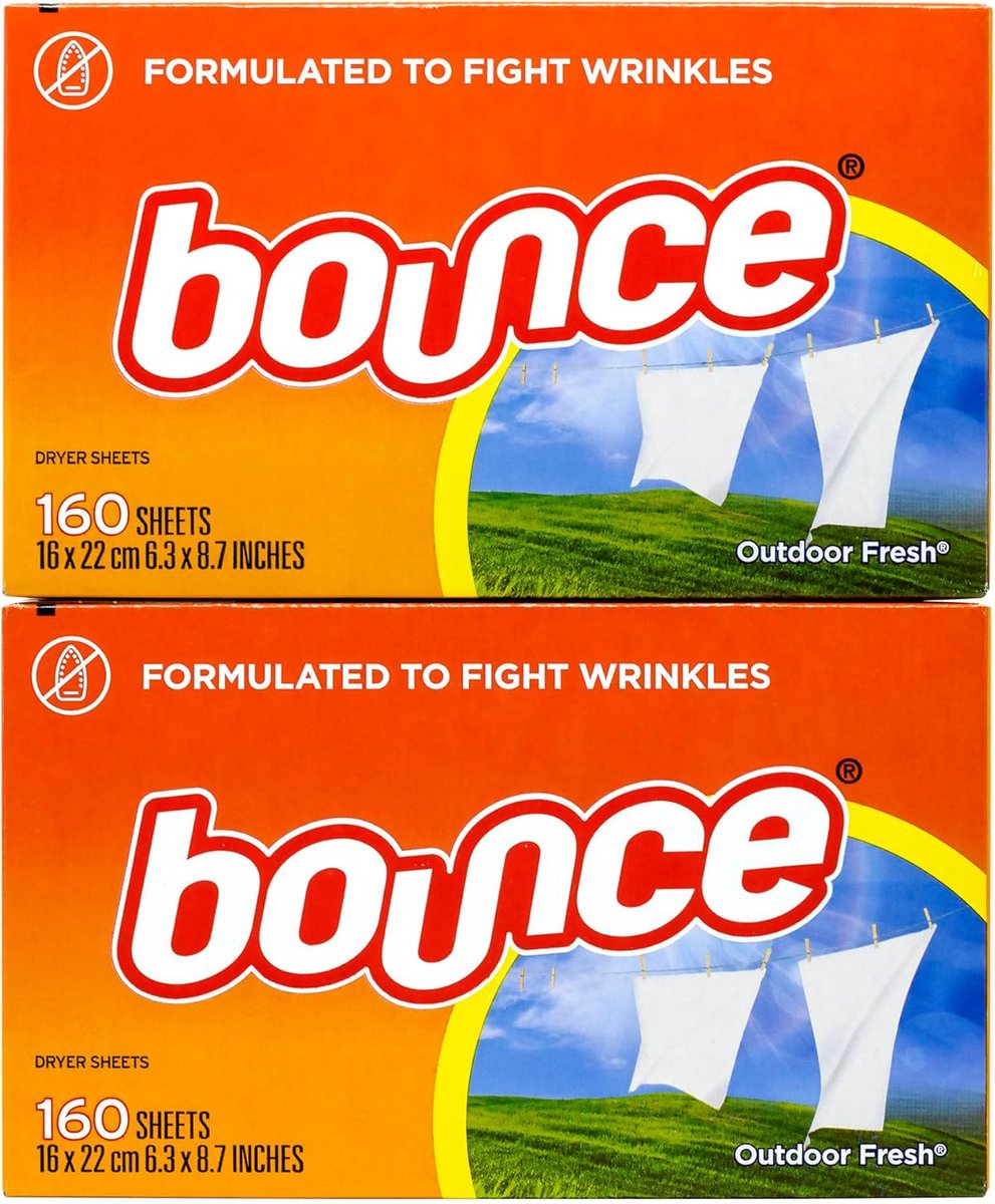 Bounce Outdoor Fresh Droogtrommeldoekjes - 320 Stuks (2x160) - Wasverzachter Doekjes voor Frisse Geur en Zachte Kleding - Vermindert Statische Elektriciteit en Pluis