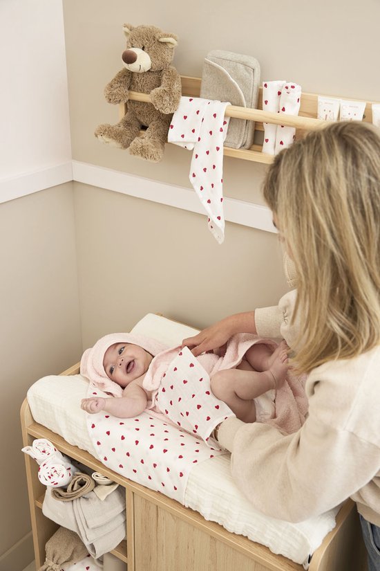 Meyco Baby Sweet Heart washandjes - 3-pack - hydrofiel - red - 20x17cm van Meyco Baby — afbeelding 2
