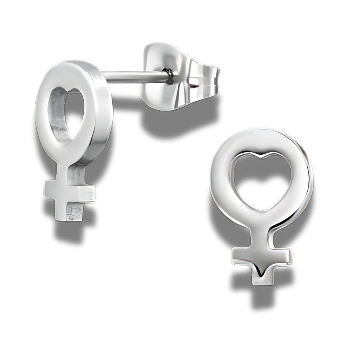 Oorstekers - oorbellen - Hart en Kruis - edel staal - zilverkleurig - religieus - geloof - religie - liefde - love - hypoallergeen