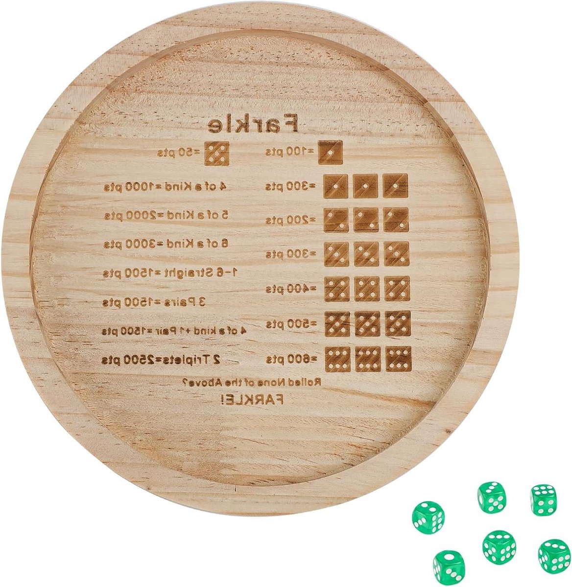 Dice tray Houten Dobbelsteenlade voor Farkle Classic Dice Game en 6 Dobbelstenen 18.2cm Rond Rollen Familiefeest Reizen Spel Volwassenen Kinderen dice tray
