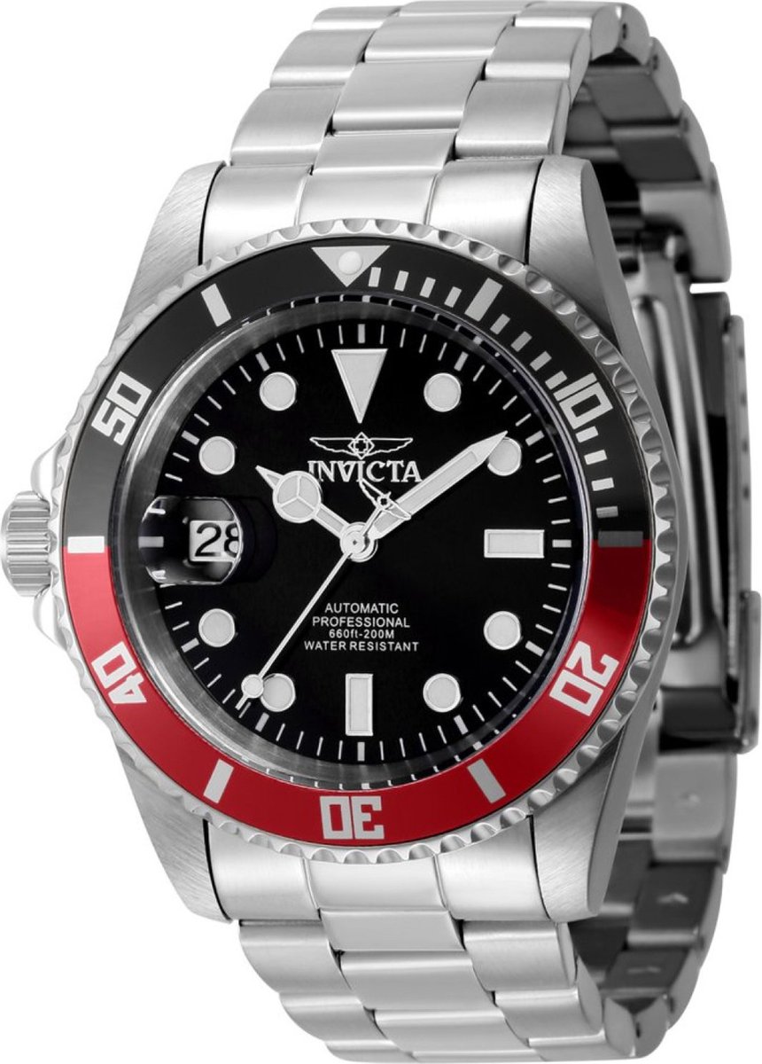 Invicta Pro Diver 43978 Heren Horloge - Waterdicht - Analoog - Automatisch Uurwerk - Roestvrij Staal met zwarte Wijzerplaat - 42mm