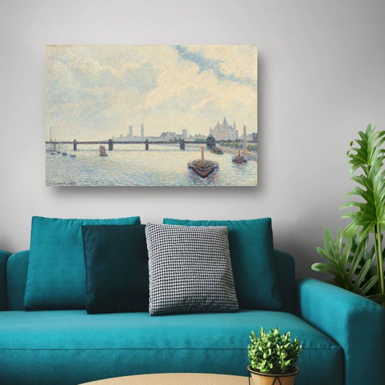 Charing Cross Bridge, Londres - Décoration murale Claude Monet - Peinture pont sur verre - Décoration murale Architecture - Décoration murale rurale - Peinture plexiglas - Décoration maison verre acrylique 75x50 cm