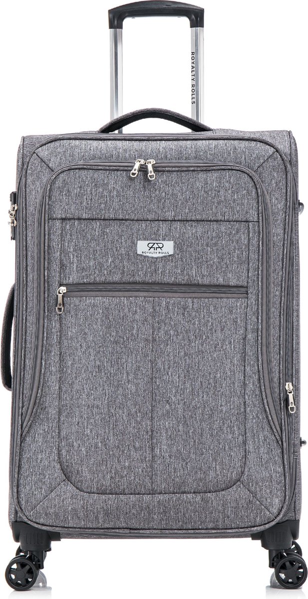 Royalty Rolls Abu Dhabi 2.0 Grote Koffer - 80 cm - 121 Liter - Exp - TSA Slot - Grijs