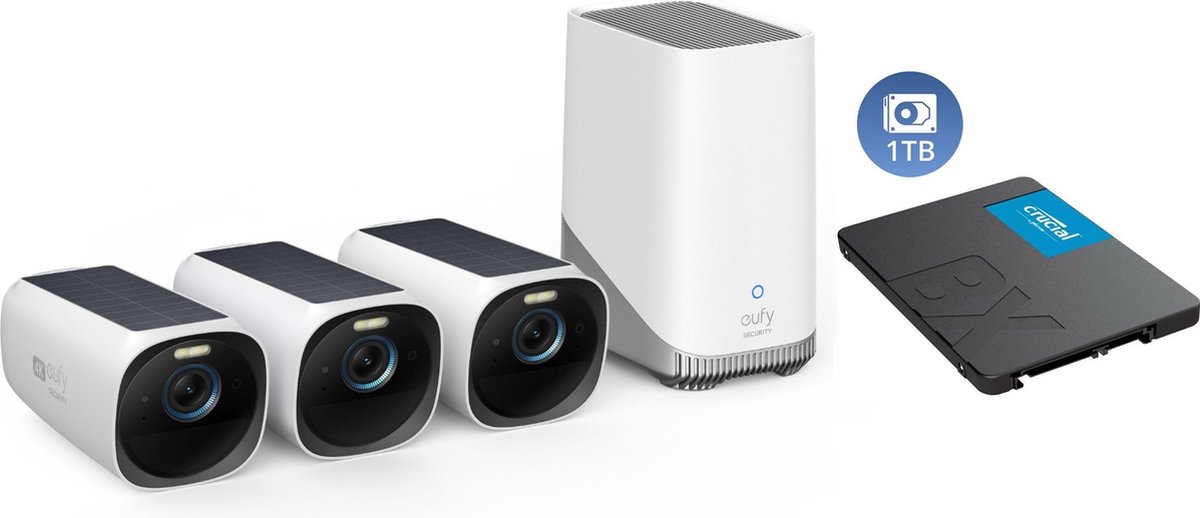 Eufy Cam 3 Draadloze Beveiligingsset met 3 Solar Camera's - Product - €599,00