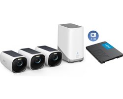 Eufy Cam 3 4K Draadloze Beveiligingsset – Inclusief Homebase 3 en 3 Solar Camera’s + 1TB SSD voor 15 jaar opslag – Voordeelbundel